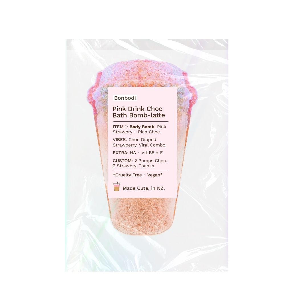 PINK DRINK CHOC BATH BOMB-LATTE: Bath Bomb